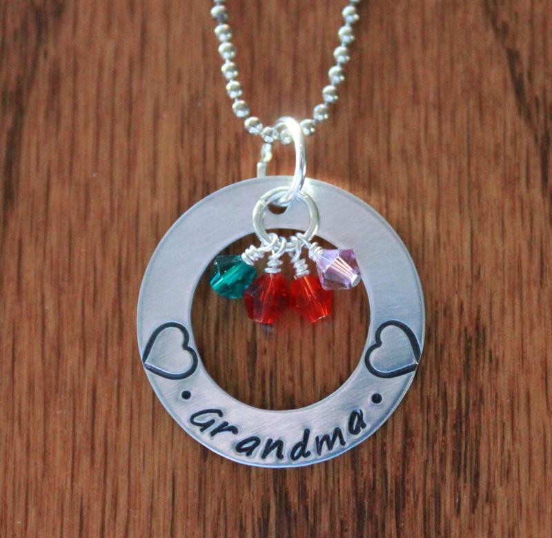 Grandmother's Washer Pendant w/Birthstone Dangles