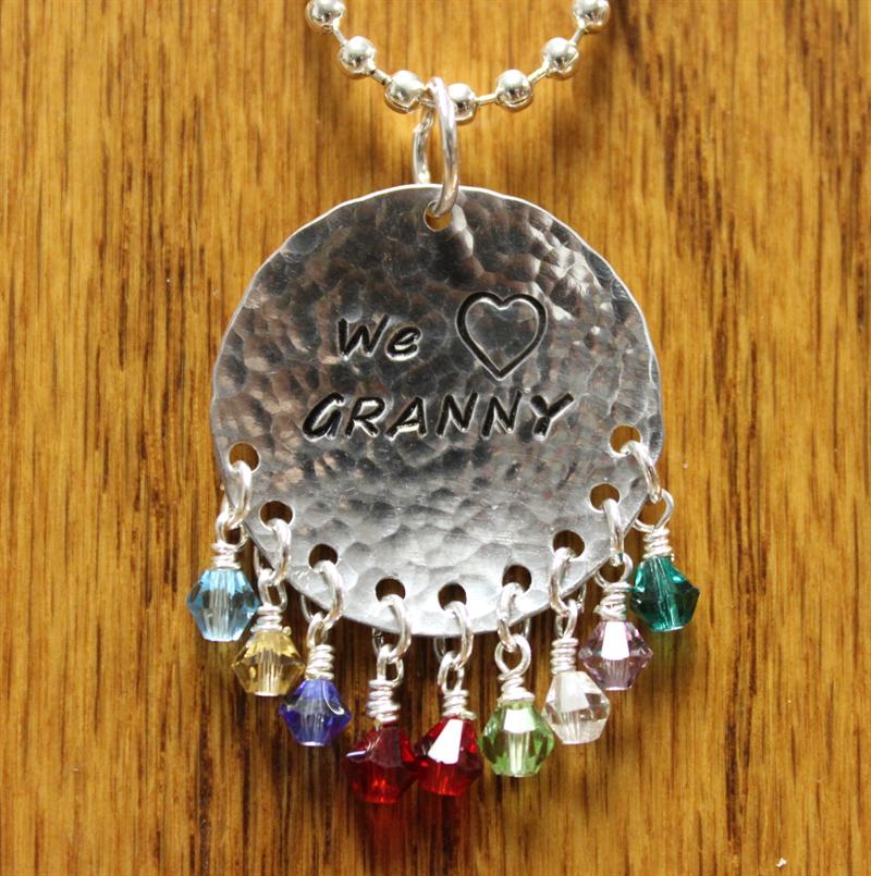 We Love Granny Pendant w/Birthstone Dangles